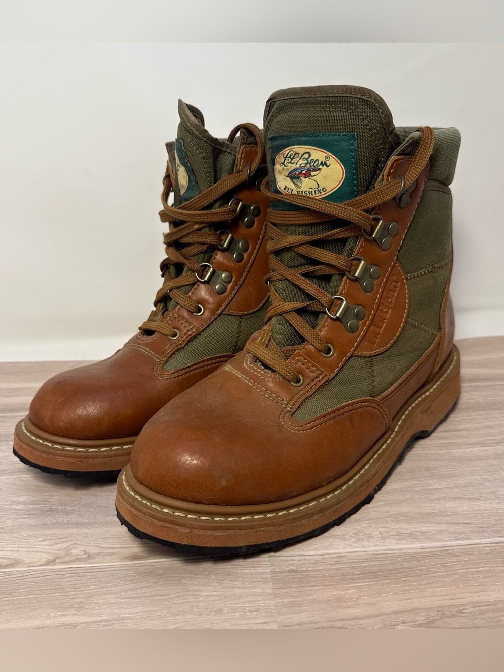 Vintage Men’s L.L.Bean Fly Fishing Angler Leather Wading Boots Size 9